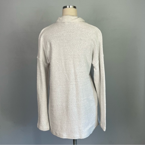 EILEEN FISHER Woven Knit Open Front Cardigan Jacket Duster - White Cotton Medium - Picture 4 of 11